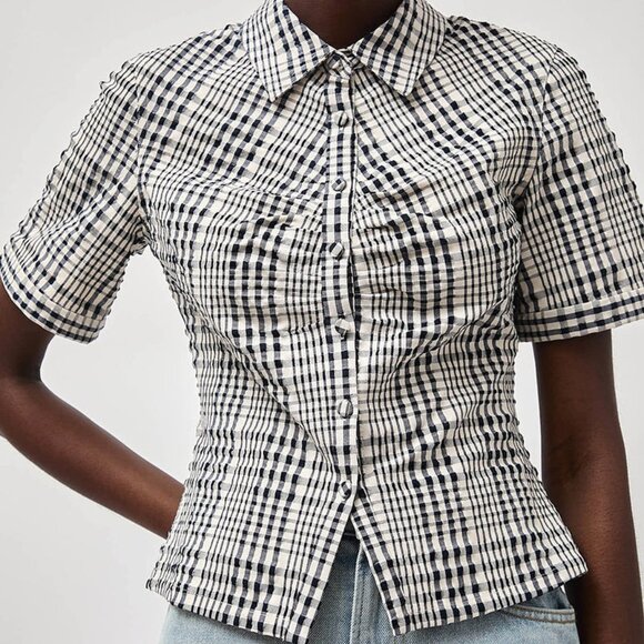No. 6 Tops - NO.6 Eldridge Top in Navy and White Gingham Size S XS NWT